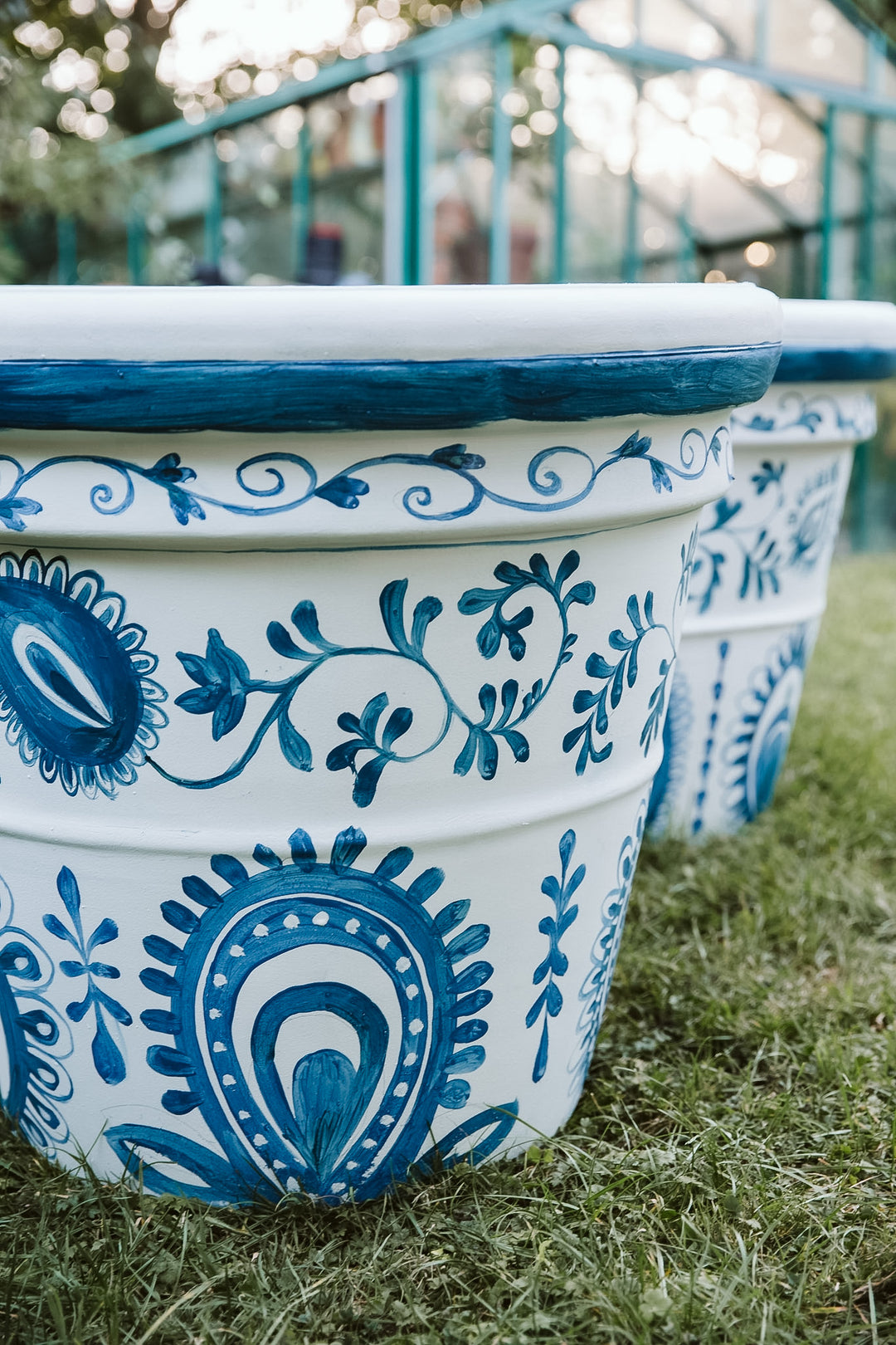 Bespoke Blue and White Terracotta Pots