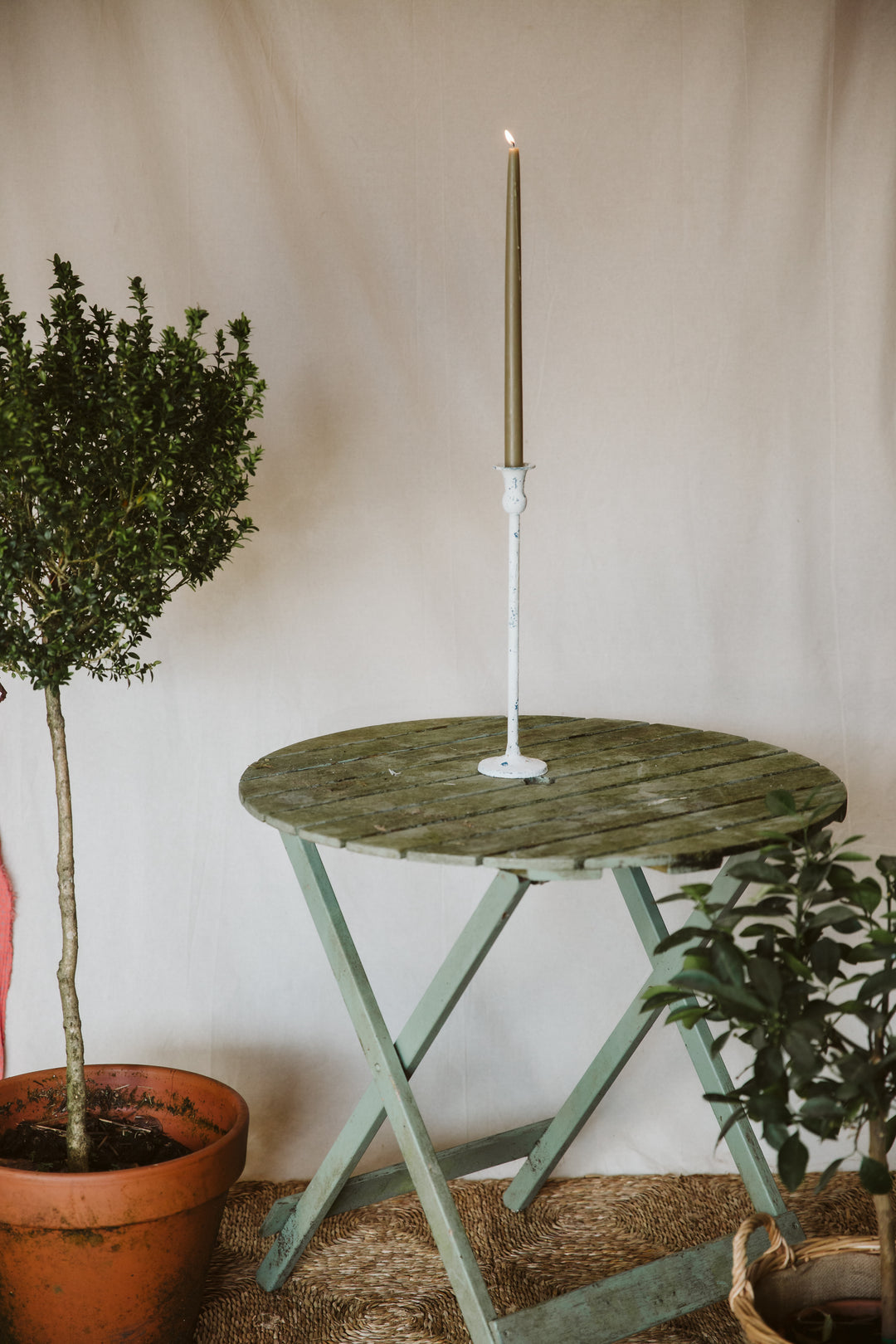 Metal Candle Holder White