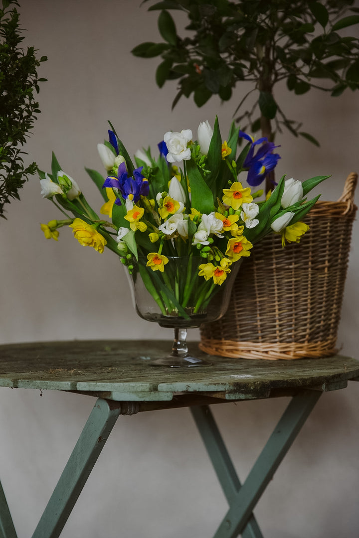 Clear Glass Footed Vase