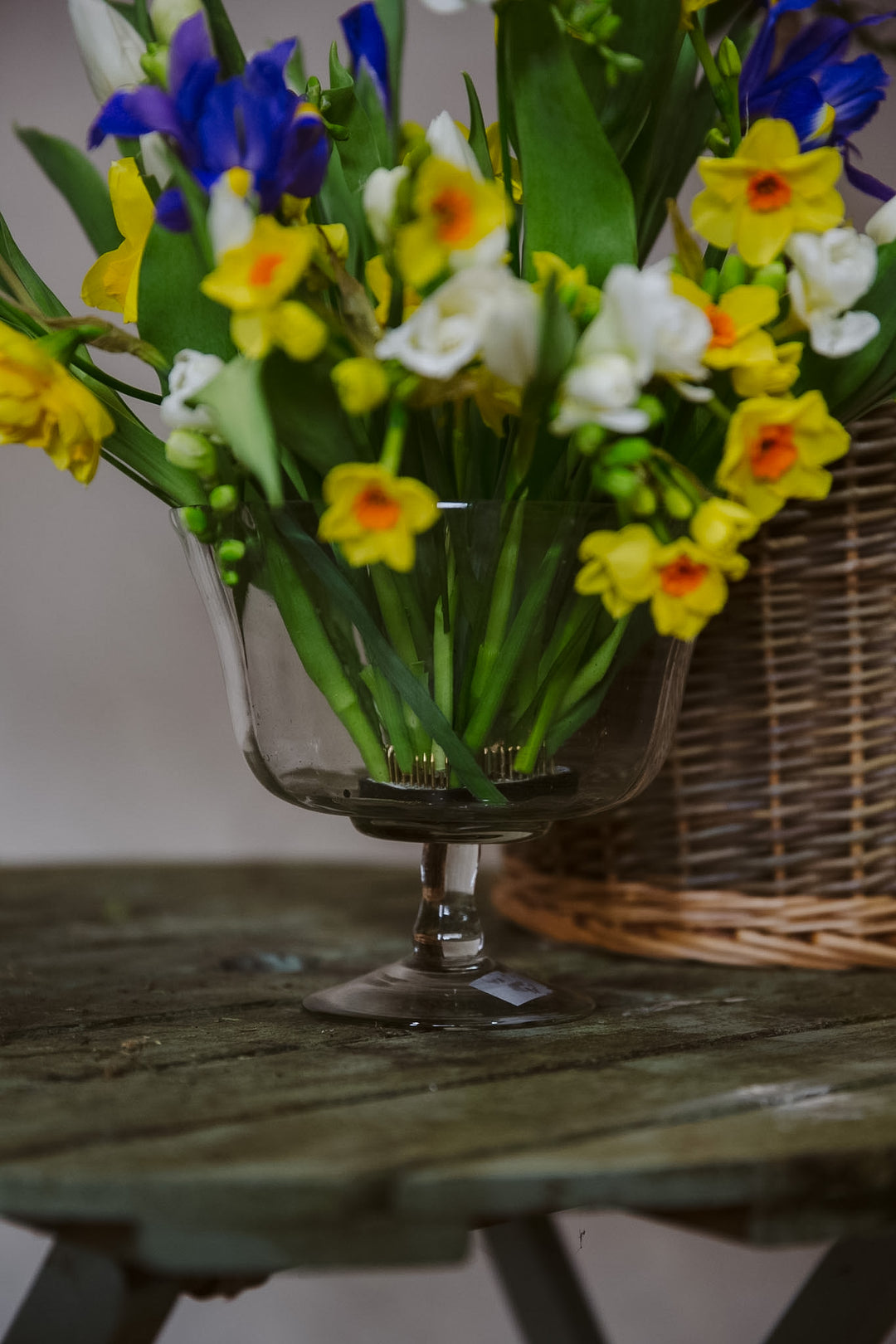 Clear Glass Footed Vase