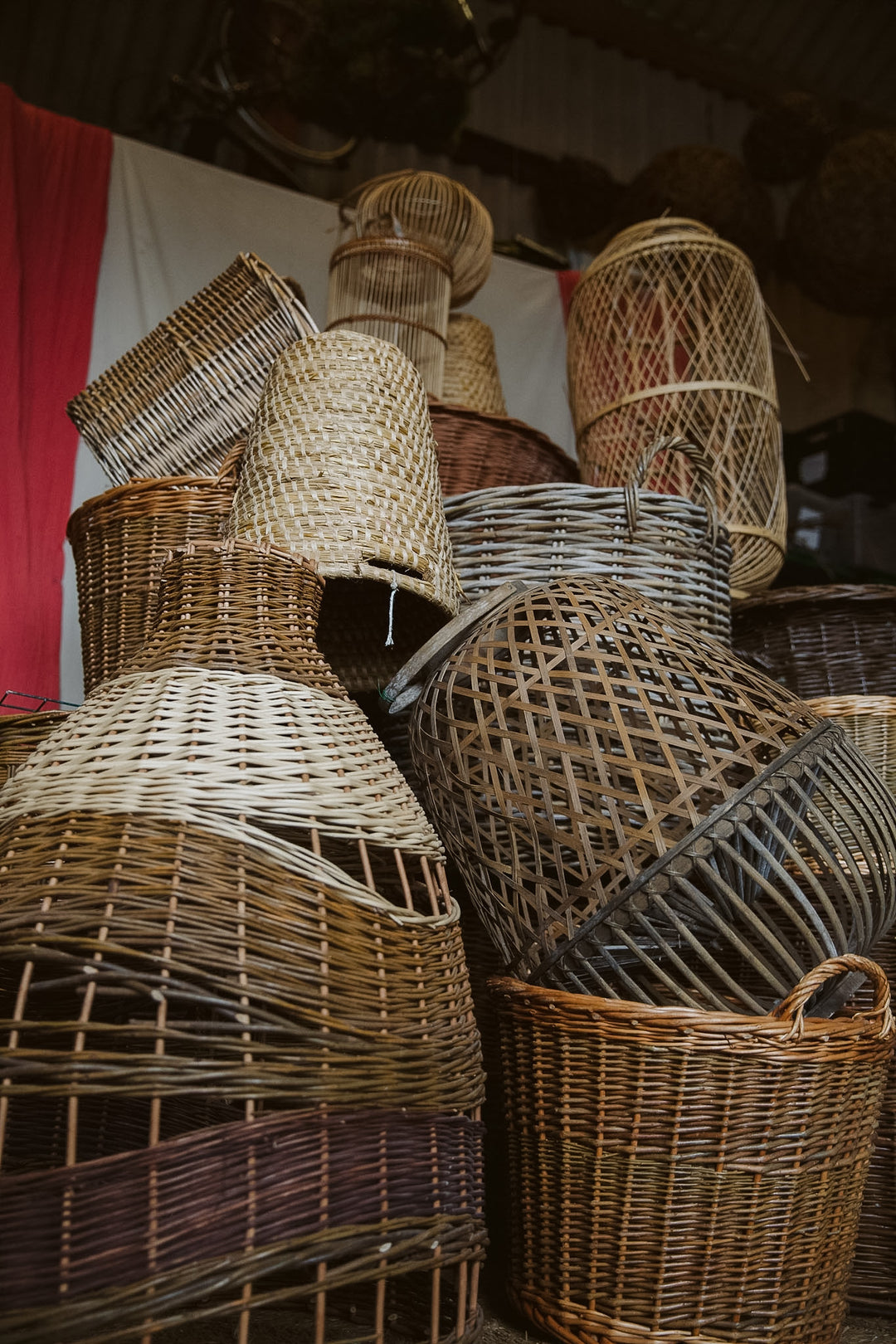 Multi Coloured Natural Hanging willow lantern
