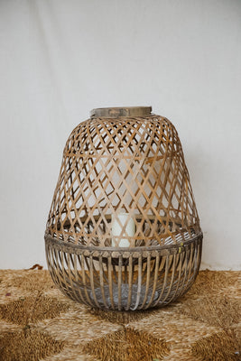Hanging Wicker Lantern Egg Shape