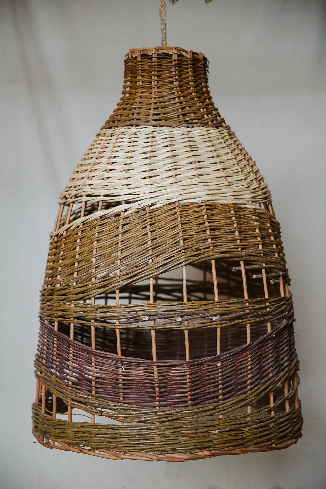 Multi Coloured Natural Hanging willow lantern