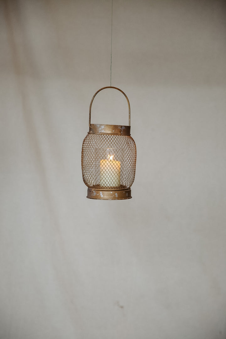 Small Brass Mesh Lantern