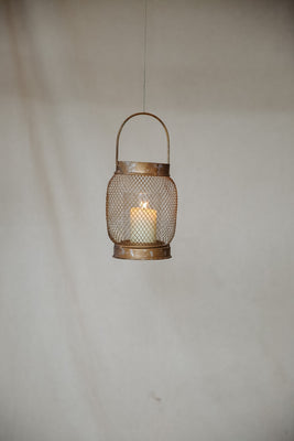 Small Brass Mesh Lantern