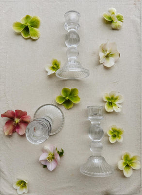 Glass Tapered Lined Candle Holder