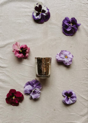 Silver Etched Leaf Votive