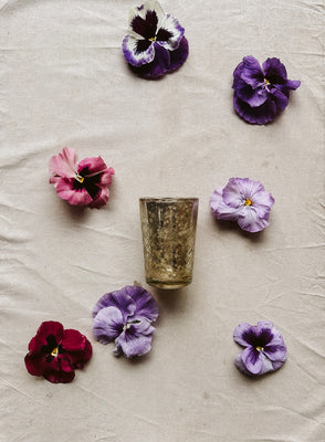 Tall Silver Aged Votive