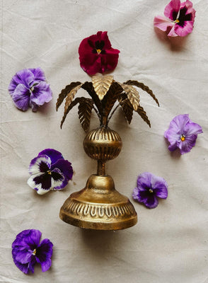 Gold Palm Tree Tapered Candle Holder