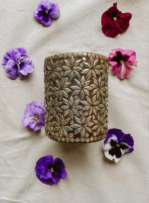 Bronze and Gold Large Flower Design Vase/ Candle Holder